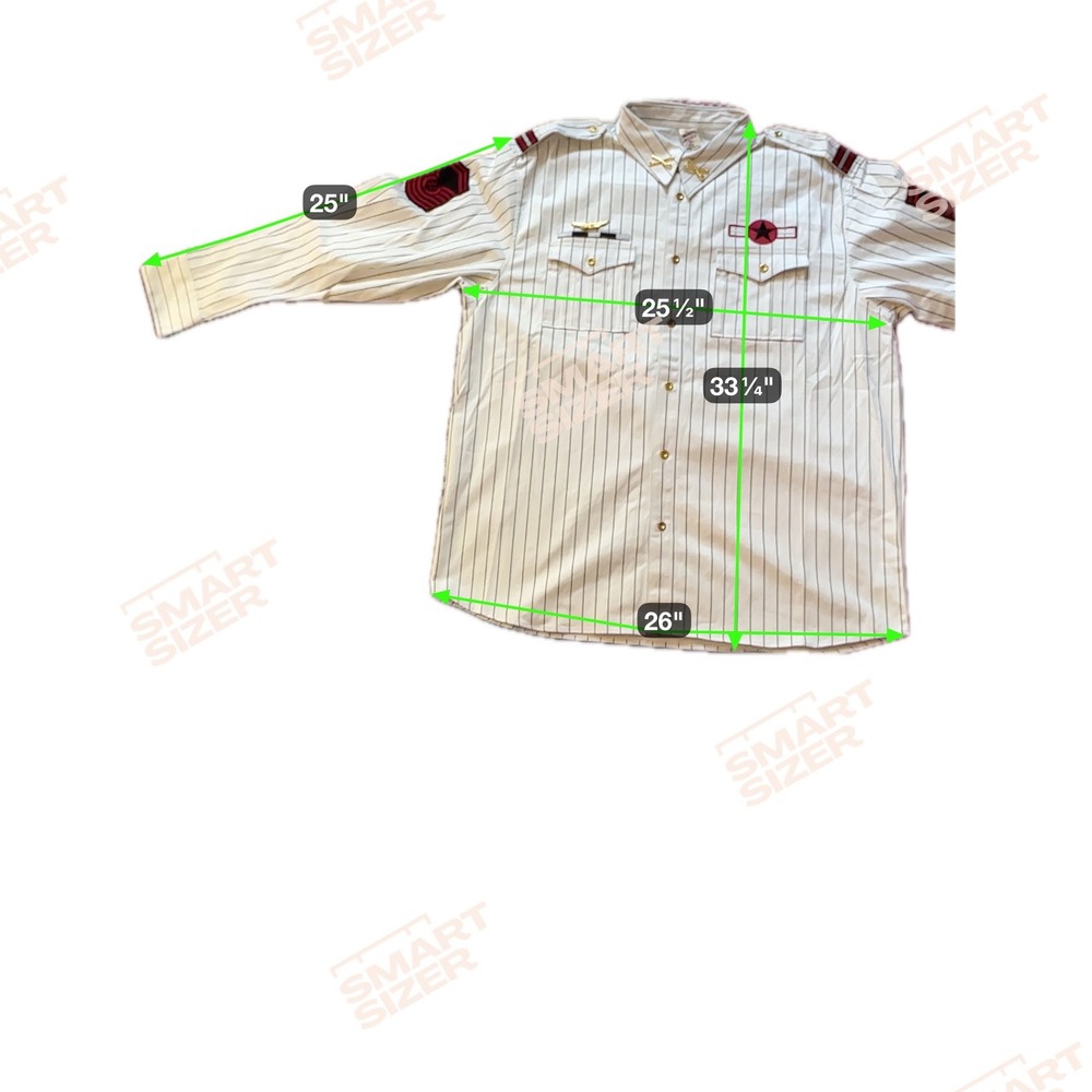 Vintage‎ Y2K PJ MARK Men's 3XL White Pinstripe Military Style Shirt with Patches - Picture 9 of 9